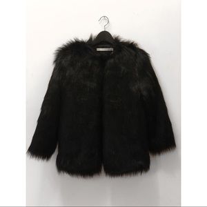 & Other Stories Black Faux Fur Jacket